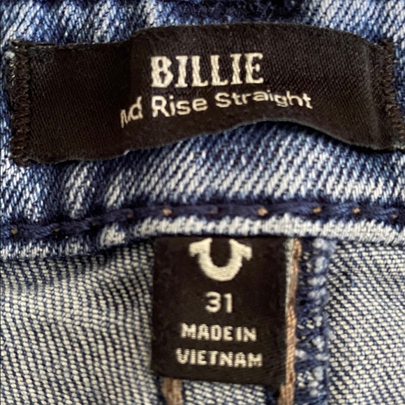 True Religion Billie Mid Rise Straight Saltwater Wash Size 31 - Picture 12 of 14